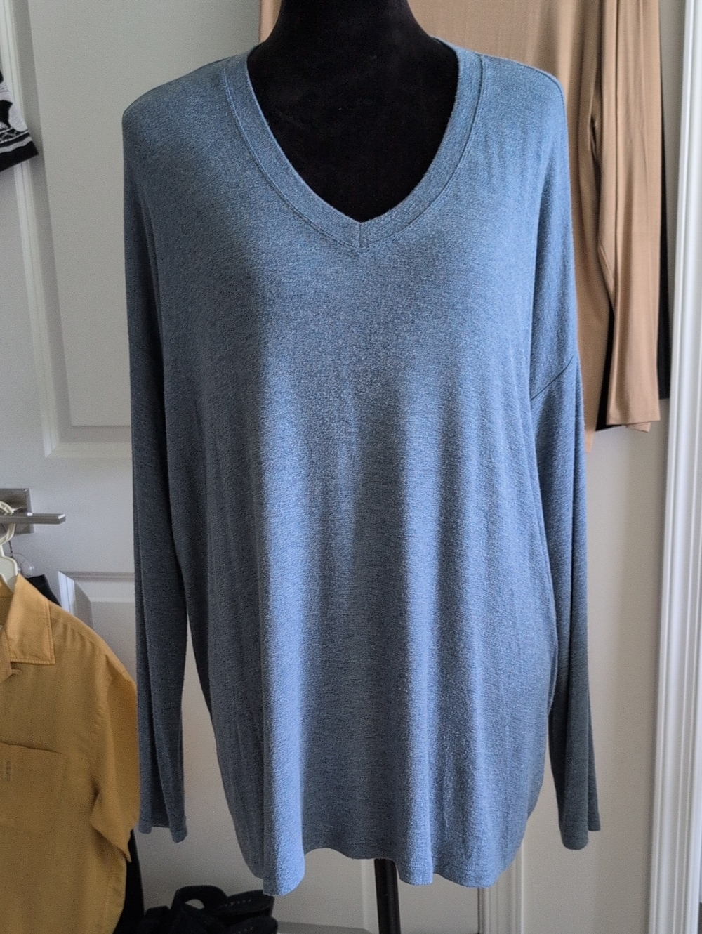 CAbi 3229 V-Neck Long Sleeve Tee in Slate Blue
